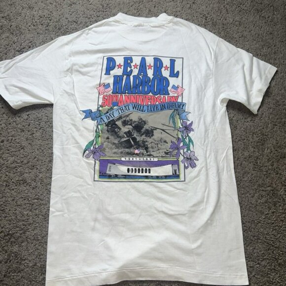 Vintage 1991 Pearl Harbor 50th Anniversary T Shirt Size M Military Art Tee - Picture 2 of 7